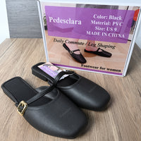 Pedesclara Women's Black Upgraded Footwear Modern Leather Shoes for Versatile Everyday Wear