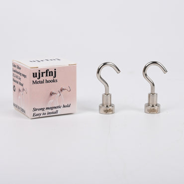 ujrfnj 2-Pack Magnetic Metal Hooks Heavy Duty Magnetic Hooks with Strong Adhesion