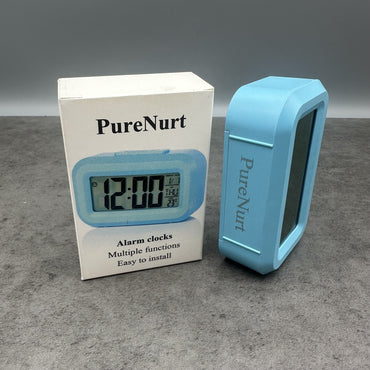PureNurt Digital Alarm Clocks Modern Electronic Time Display With LED Screen Battery Powered Bedside Clock