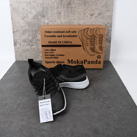 MokaPanda Black Breathable Sports Shoes Soft Sole Lightweight for Casual Walking and Gym