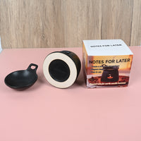 NOTES FOR LATER Black Ceramic Incense Burner Creative Scented Wax Warmer for Home & Meditation, with Matching Dish