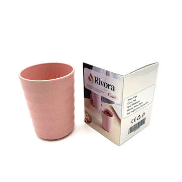 Rivora Cups Pink Minimalist Wheat Straw Material Height 11Cm Diameter 8Cm Eco-Friendly Cups