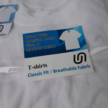 图形 White Cotton T-shirts Classic Fit Breathable Machine Washable for Everyday Wear