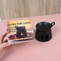 NOTES FOR LATER Black Ceramic Incense Burner Creative Scented Wax Warmer for Home & Meditation, with Matching Dish