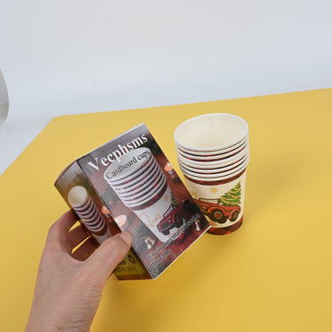 Vecphsms Eco-Friendly Disposable Paper Cups Biodegradable Cardboard Cups for Hot & Cold Drinks