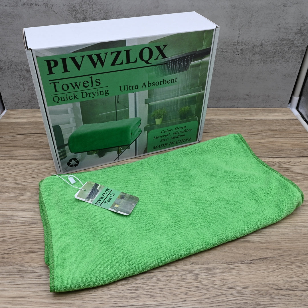 PIVWZLQX Premium Soft Green Microfiber Towels - Quick-Dry Absorbent Towels for Gym, Beach & Home