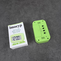 lmocyp Green LCD Digital Alarm Clock Compact Battery‑Operated Bedside Clock with Easy‑Read Display