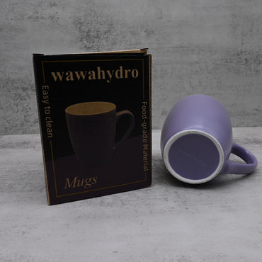 wawahydro Premium Ceramic Mugs: Elegant Purple Drum-Shaped Design for Coffee and Tea Enthusiasts