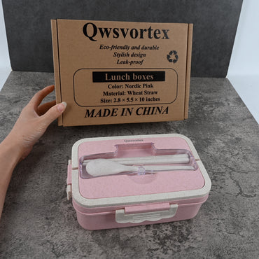 Qwsvortex Square Wheat Lunch Box Nordic Pink Eco Friendly Durable Stylish Design