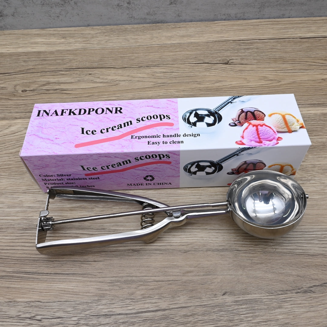 INAFKDPONR Professional Stainless Steel Ice Cream Scoops - Heavy-Duty Dessert Scoops for Home & Commercial Use