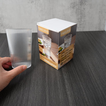 TRELIVO Drinking Glasses Clear Drinking Cups Durable Easy Clean Stackable for Everyday Beverage Use