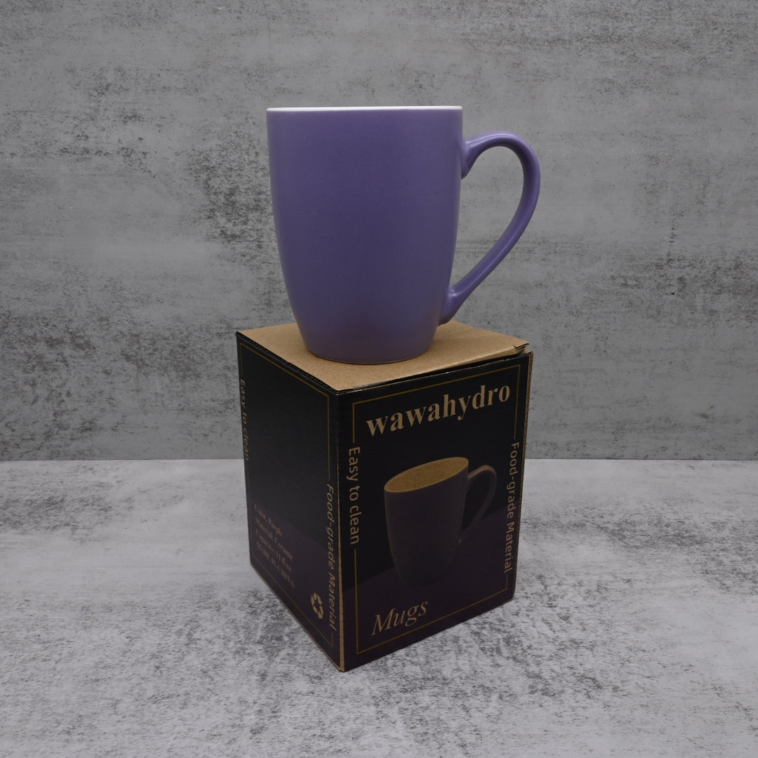 wawahydro Premium Ceramic Mugs: Elegant Purple Drum-Shaped Design for Coffee and Tea Enthusiasts