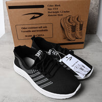 "D" Design Men's Black Breathable Sports Shoes Soft Sole Lightweight Casual Sneakers for Daily Wear