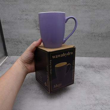 wawahydro Premium Ceramic Mugs: Elegant Purple Drum-Shaped Design for Coffee and Tea Enthusiasts