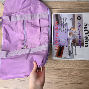 SofVelux Light Purple Travel Duffel Bag Foldable Lightweight Overnight Bag for Gym, Weekends & Getaways