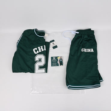 FRAN WILLOR Kids' Green Korean Style Sports Jerseys Set Children's Summer Casual Sports Jerseys with Breathable Fabric