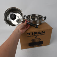 TiPAN Cooking Pots Non Electric Stainless Steel Milk Pot with Steamer 304 Steel for Boiling Steaming