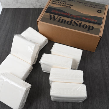 WindStop Disposable Paper Napkins White Bulk Pack Square Shape Easy Dispense