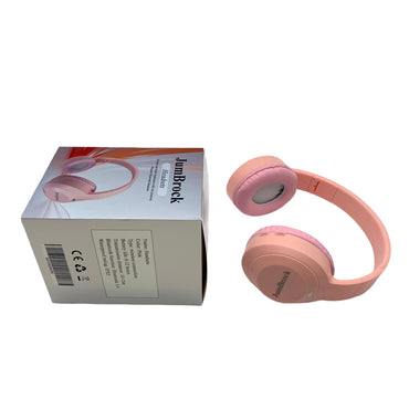 JumBrock Headsets Pink Wireless Bluetooth 5.4 Over Ear Headsets IPX5 Waterproof 8-12 Hour Battery 10-15m Range