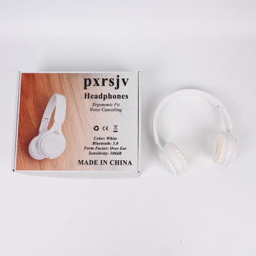 pxrsjv White Wireless Over-Ear Headphones Bluetooth 5.0 Headphones with Microphone & Noise Isolation