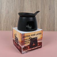 NOTES FOR LATER Black Ceramic Incense Burner Creative Scented Wax Warmer for Home & Meditation, with Matching Dish