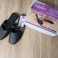 Pedesclara Women's Black Upgraded Footwear Modern Leather Shoes for Versatile Everyday Wear