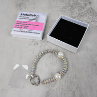 MolnBub Pearl & Crystal Phone Charm Bracelet Decorative Charms for Cell Phones, Elegant Mobile Accessory