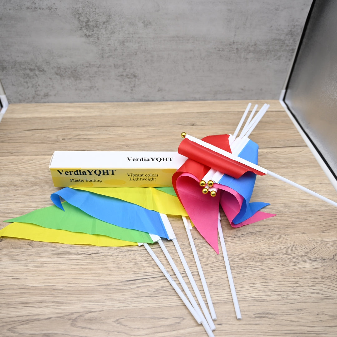 VerdiaYQHT Handheld Triangle Plastic Bunting Small Colorful Flags For Celebrations And Cheering Events
