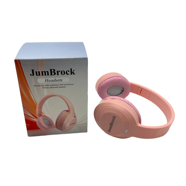 JumBrock Headsets Pink Wireless Bluetooth 5.4 Over Ear Headsets IPX5 Waterproof 8-12 Hour Battery 10-15m Range