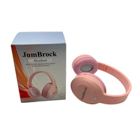 JumBrock Headsets Pink Wireless Bluetooth 5.4 Over Ear Headsets IPX5 Waterproof 8-12 Hour Battery 10-15m Range