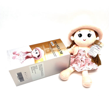 MANELUM Dolls Soft Plush Material Cute Pink Hat Sweet Flower Dress Kids Collectible Doll
