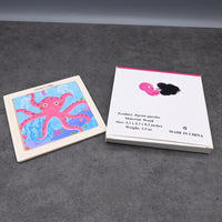 Stratoscribe Jigsaw Puzzles Wooden Ocean Theme Educational Puzzle Set for Kids Early Learning Octopus Shape Development Toys for Toddlers Children