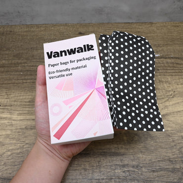 Vanwalk Paper Bags for Packaging Black Kraft Paper Bags with Sturdy Handles for Gifts Retail and Party Favors