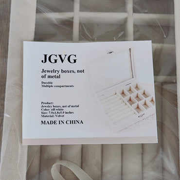 JGVG Fashion Minimalist Jewelry Box - Large Capacity, Multi-Compartment, Velvety Finish，Off-white