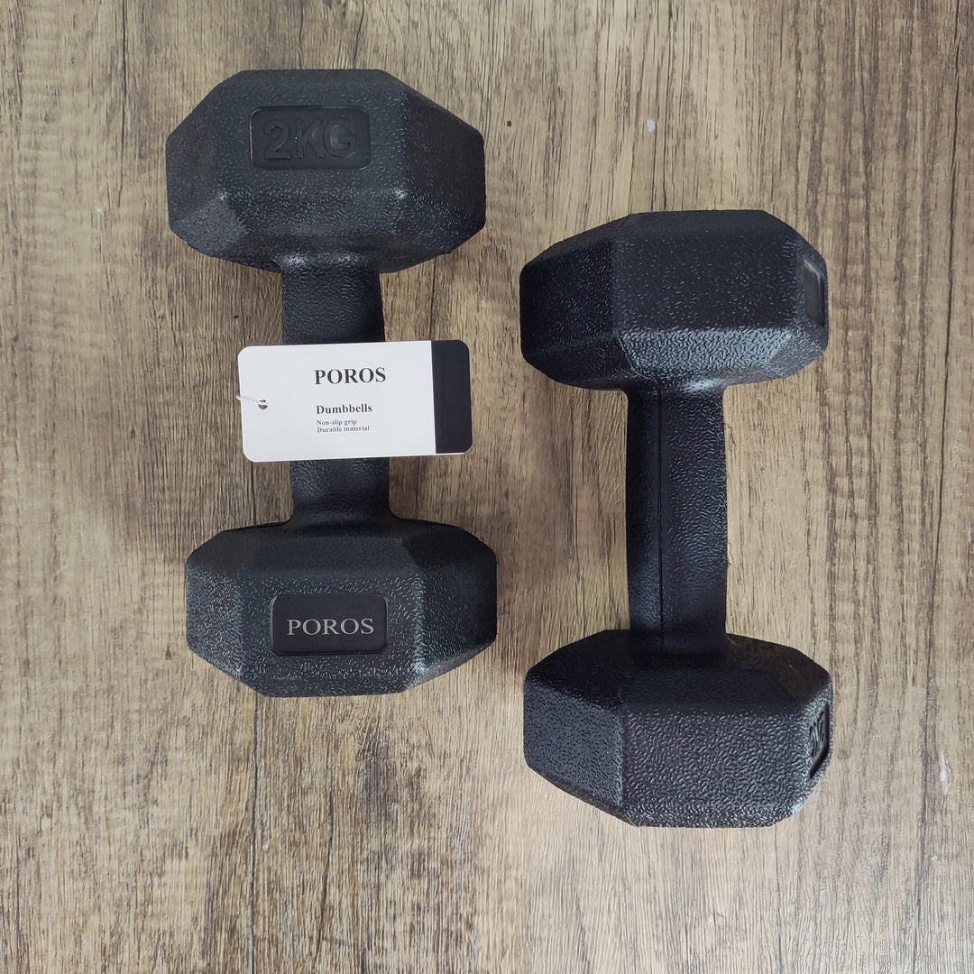 POROS Hexagonal Anti-Slip Dumbbells for Home and Office Workouts 4 lb (Pair)