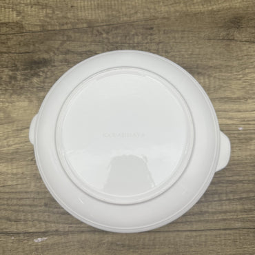 KAWASIMAYA Ceramic Soup Bowls, 10.5-inch White Large Serving Dish with Handles, Modern Dining Cookware