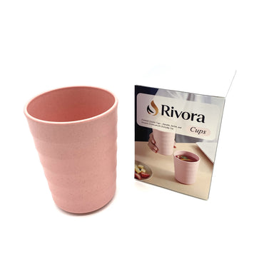 Rivora Cups Pink Minimalist Wheat Straw Material Height 11Cm Diameter 8Cm Eco-Friendly Cups