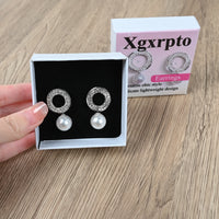 Xgxrpto Elegant Round Hollow Out Full Drill Pearl Drop Earrings