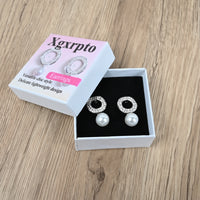 Xgxrpto Elegant Round Hollow Out Full Drill Pearl Drop Earrings