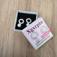 Xgxrpto Elegant Round Hollow Out Full Drill Pearl Drop Earrings