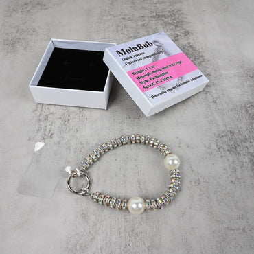 MolnBub Pearl & Crystal Phone Charm Bracelet Decorative Charms for Cell Phones, Elegant Mobile Accessory