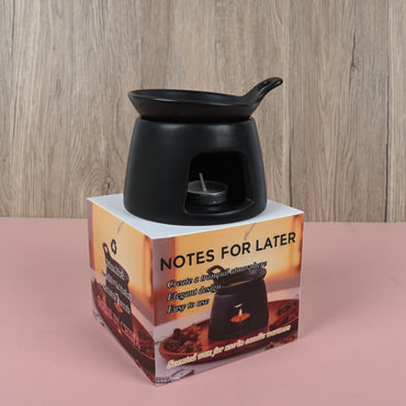 NOTES FOR LATER Black Ceramic Incense Burner Creative Scented Wax Warmer for Home & Meditation, with Matching Dish