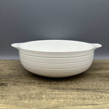 KAWASIMAYA Ceramic Soup Bowls, 10.5-inch White Large Serving Dish with Handles, Modern Dining Cookware