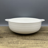 KAWASIMAYA Ceramic Soup Bowls, 10.5-inch White Large Serving Dish with Handles, Modern Dining Cookware