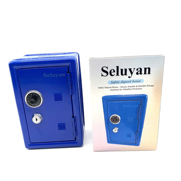 Seluyan Safety deposit boxes Blue Metal 18×12×10cm Compact Safe Box For Secure Document Valuable Storage