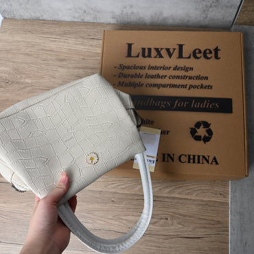 LuxvLeet Women's Premium Leather Top Handle Handbag Elegant Structured Satchel for Everyday Style
