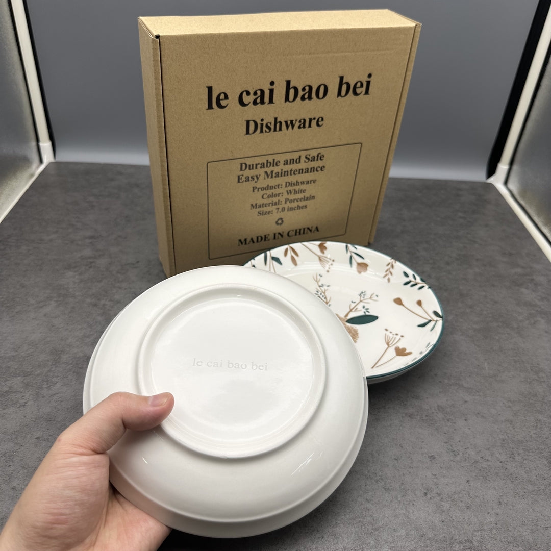 le cai bao bei Elegant White Ceramic Dishware Collection Premium Dining Plates Set For Modern Home Kitchen