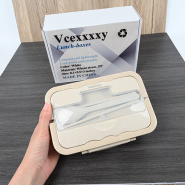 Vcexxxxy Eco-Friendly Wheat Straw Lunch Box Nordic White Leak-Proof Container for On-the-Go Meals