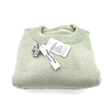 Poppy & Finn Sweaters Light Green 100% Polyester Fiber Round Neck Minimalist Cozy Knitted Sweaters