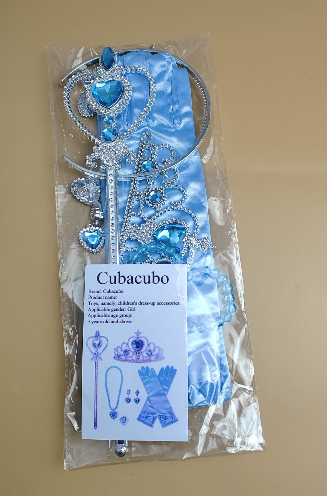Cubacubo New dress up toys princess crown magic wand gloves hair band ice headdress hair card jewelry little girl performance crown headband headdress role play toys